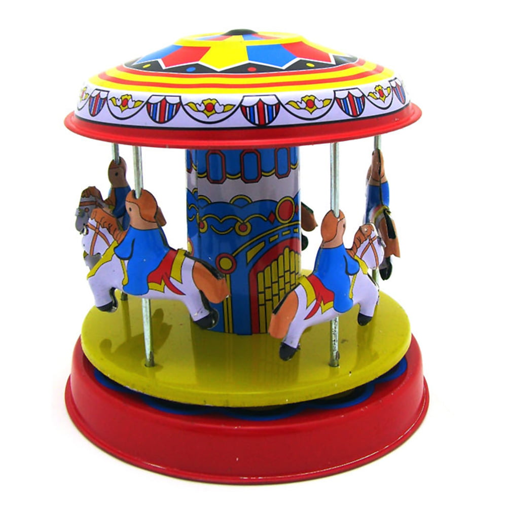 Retro Tin Clockwork Merry-Go-Round Toy Decoration