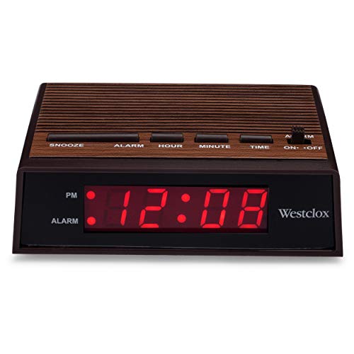 Westclox Retro Wood-Style Super Bright Alarm Clock