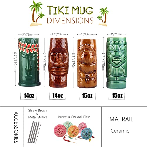 Hawaiian Tiki Mug Cocktail Set
