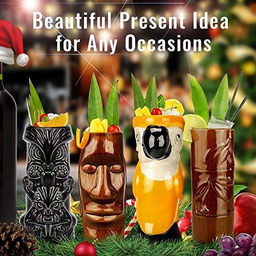 Set of 4 Ceramic Tiki Mugs