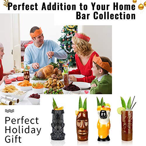 Set of 4 Ceramic Tiki Mugs