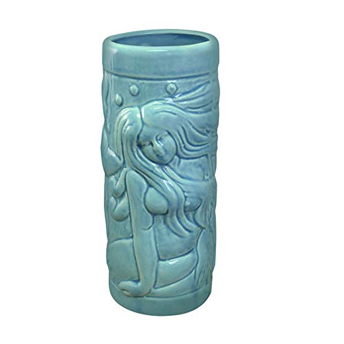 BARCONIC Ceramic Blue Mermaid Tiki Mug - 14 ounce