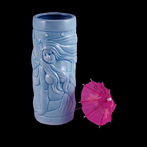 BARCONIC Ceramic Blue Mermaid Tiki Mug - 14 ounce