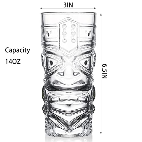 Cedilis 6 Pack 14oz Tiki Glasses Set