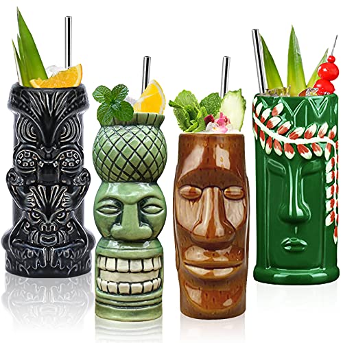 Hawaiian Tiki Mugs Set of 4