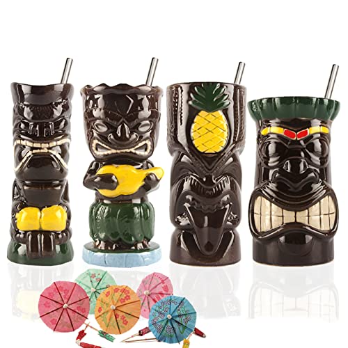 Ceramic Tiki Mugs Set of 4