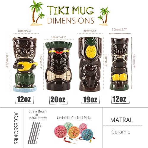 Ceramic Tiki Mugs Set of 4