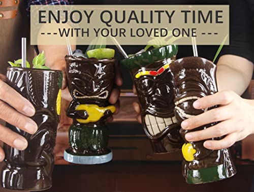 Ceramic Tiki Mugs Set of 4
