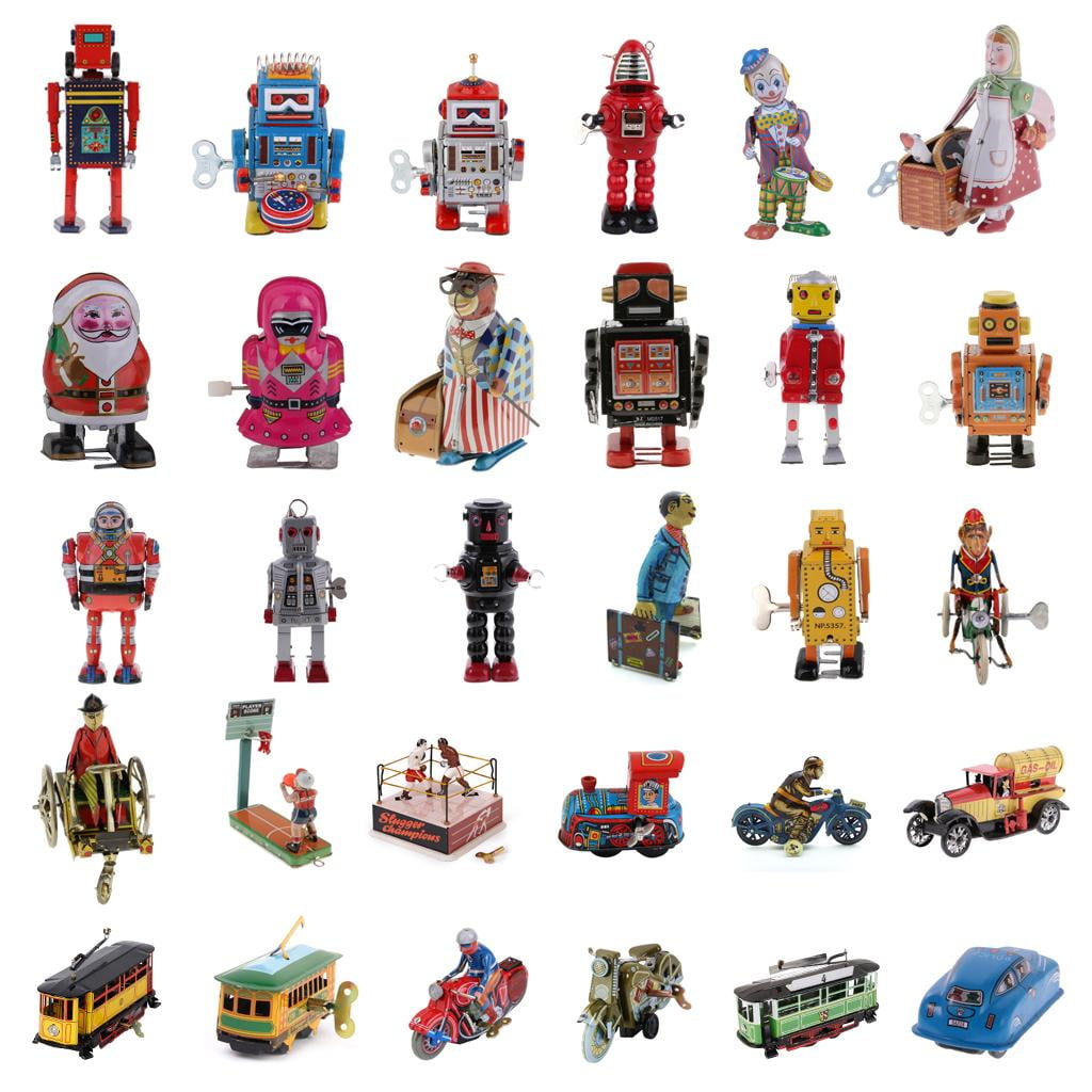 Retro Walking Search & Robot Clockwork Mechanical Tin Toys