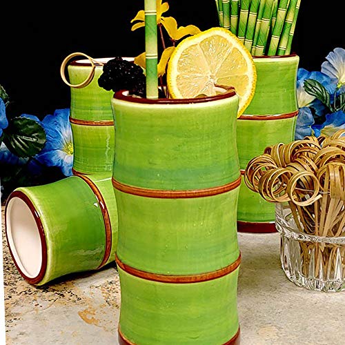 Tiki Mug Drinkware Set of 4 - Green Bamboo