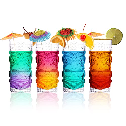 Exotic Tiki Glass Set - 4 Glasses, 450ml