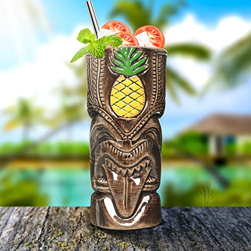 Set of 8 Ceramic Tiki Mugs