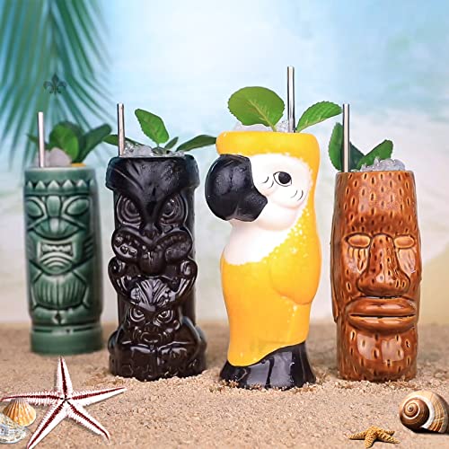 Hawaiian Tiki Cocktail Glass Set - 4 Pieces