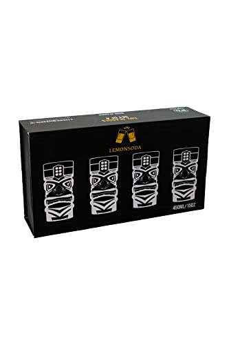 Exotic Tiki Glass Set - 4 Glasses, 450ml