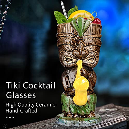 Set of 4 Ceramic Tiki Drinkware