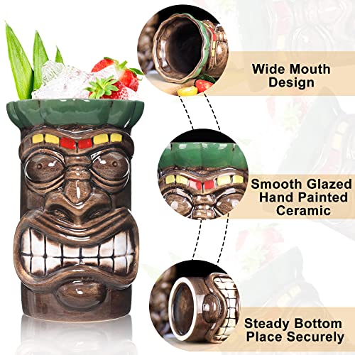 Set of 8 Ceramic Tiki Mugs