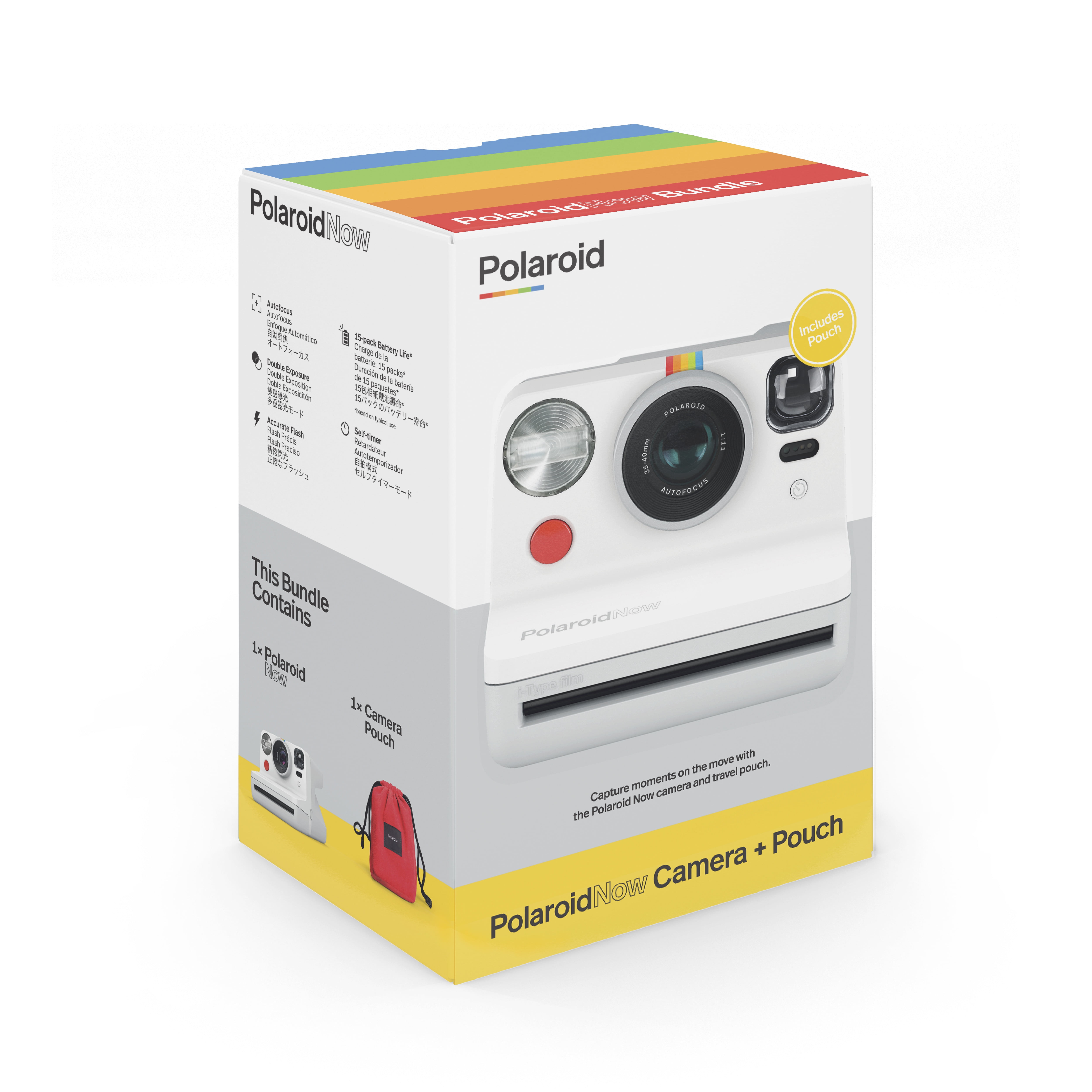 White Polaroid Now Camera and Red Pouch Bundle