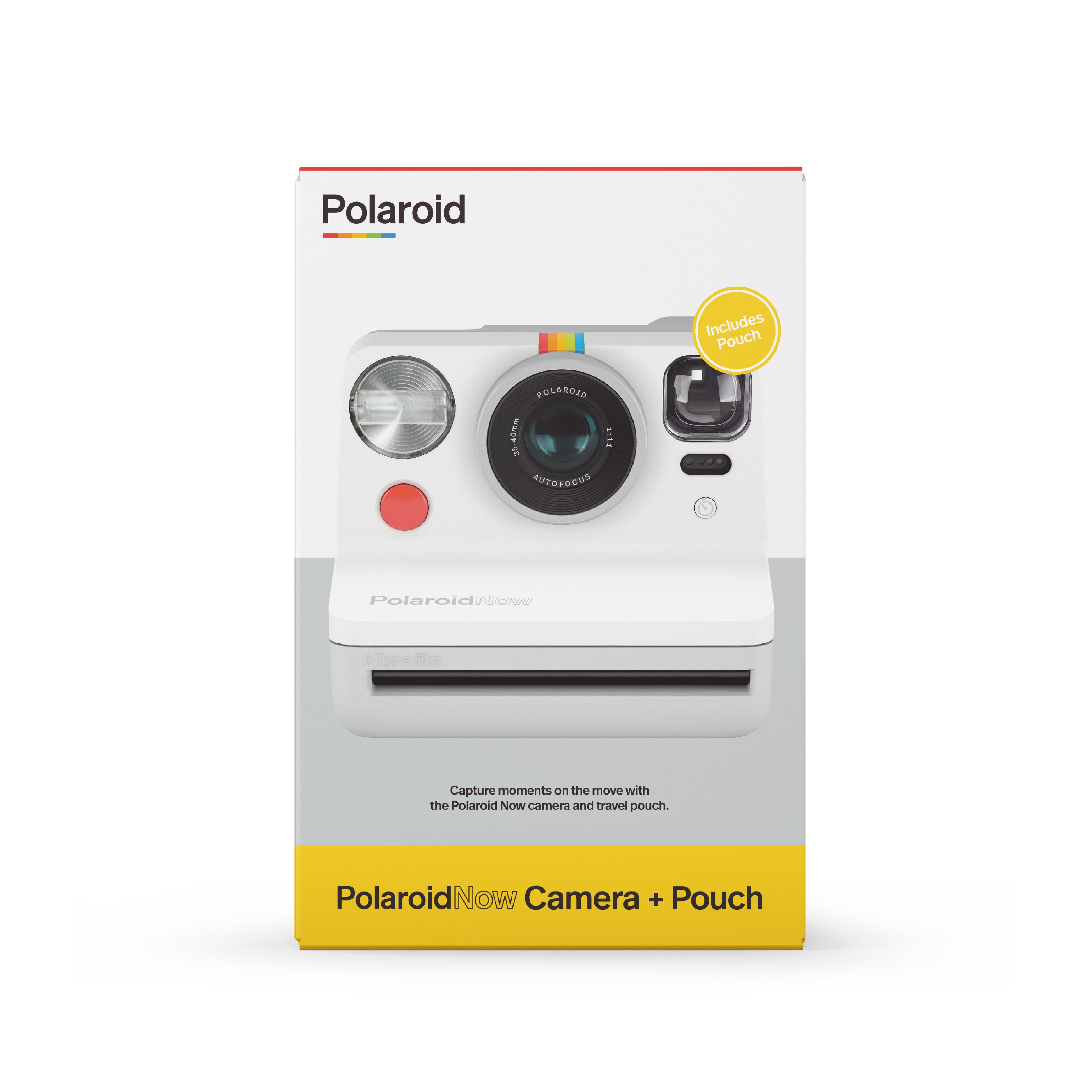 White Polaroid Now Camera and Red Pouch Bundle