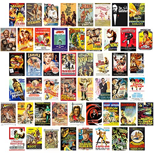 Retro Movie Collage Kit with 50 Posters