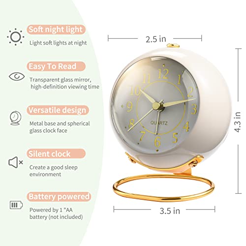 Retro Cute Analog Alarm Clock with Night Light (Green)