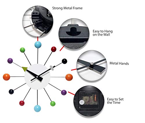 15 inch Midcentury Modern Starburst Wall Clock