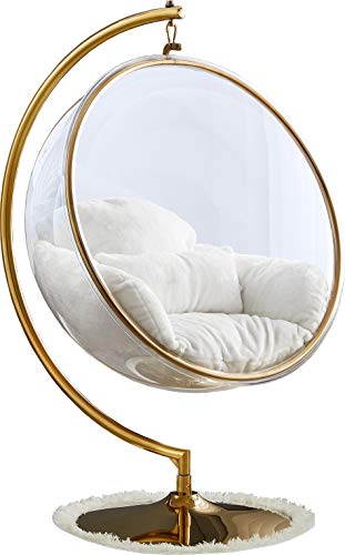 White Faux Fur Swing Accent Chair