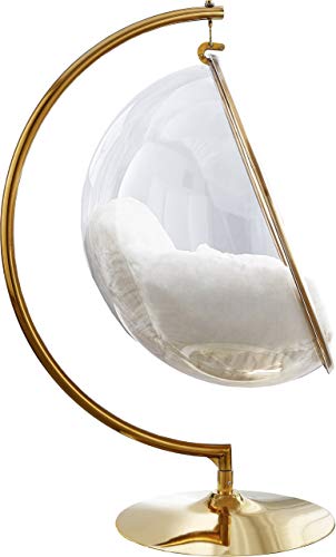 White Faux Fur Swing Accent Chair