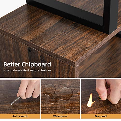 Retro Brown Geometric Bookcase Storage Shelf