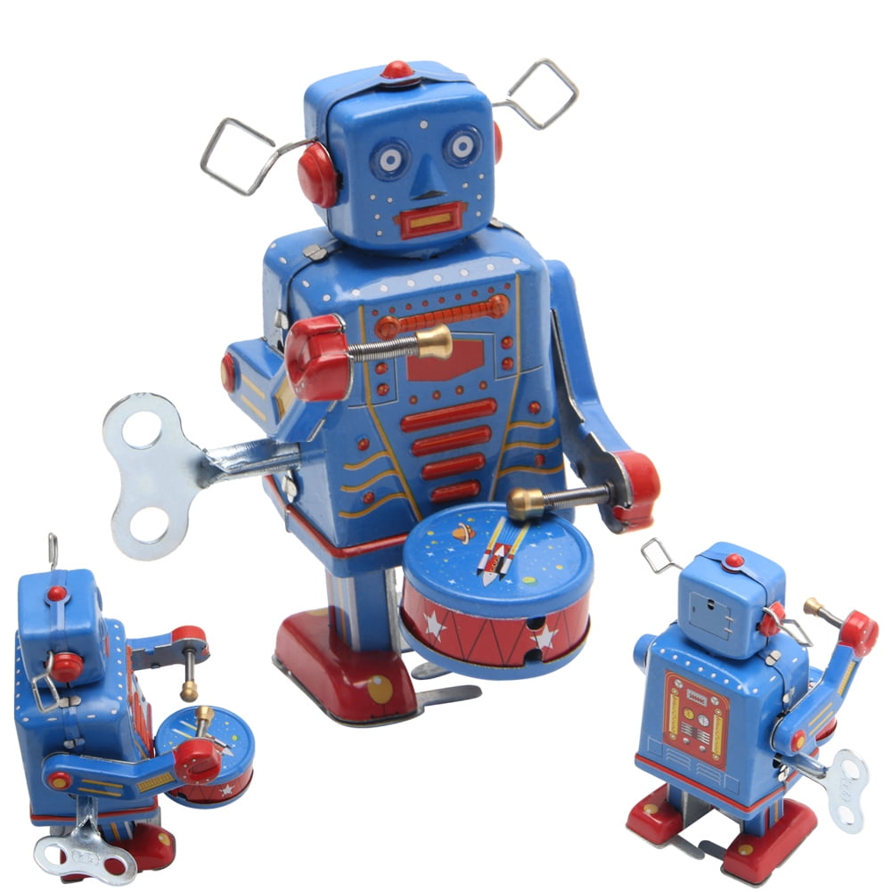 Vintage Metal Robot Toy - Wind Up Walking Collectible