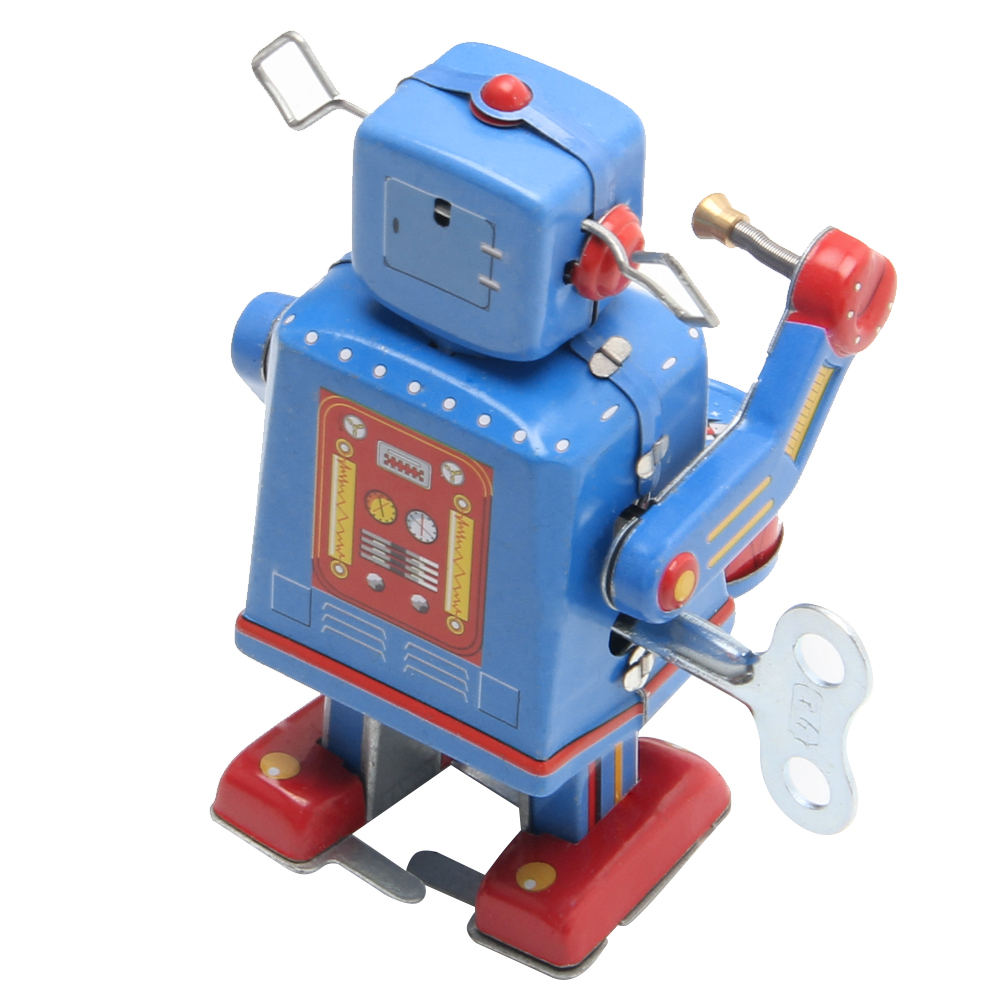Vintage Metal Robot Toy - Wind Up Walking Collectible