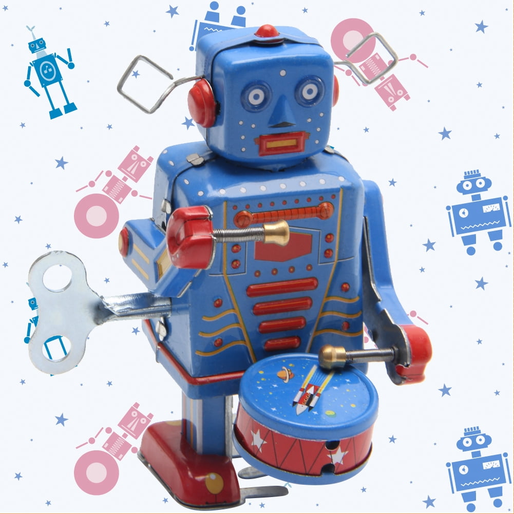 Vintage Metal Robot Toy - Wind Up Walking Collectible