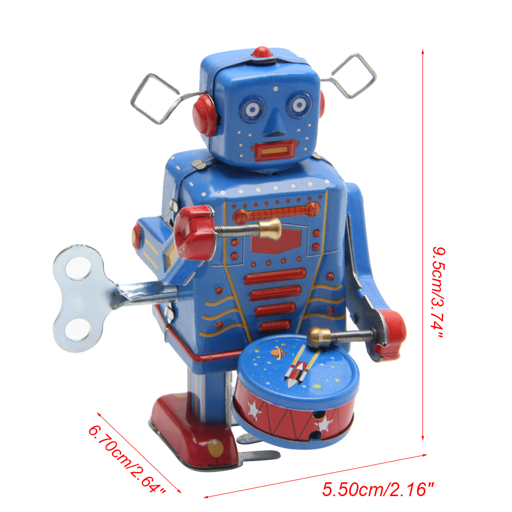 Retro Clockwork Walking Robot Toy Collectible