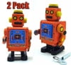 Retro Tin Robot Duo - Orange