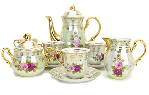 Vintage Pink & Red Roses Tea Set