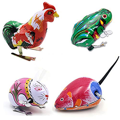 Retro Spring Wind-Up Animal Toy Set