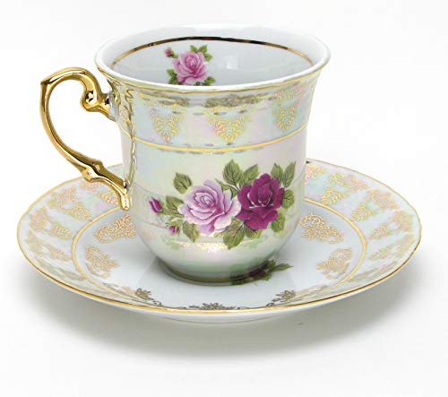 Vintage Pink & Red Roses Tea Set
