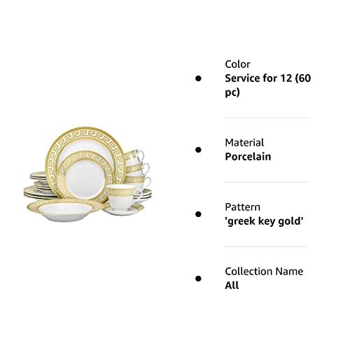 Vintage Greek Key Gold Dinnerware Set - 60 pieces