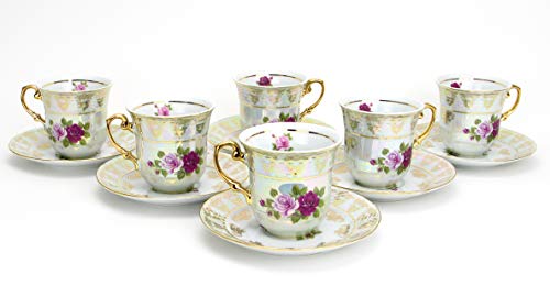 Vintage Pink & Red Roses Tea Set