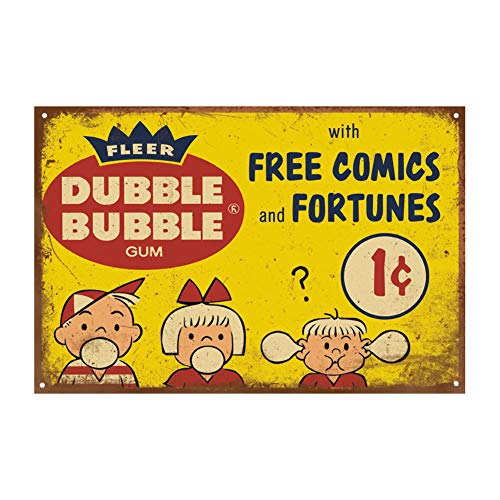 Retro Bubble Gum Tin Sign, Vintage Funny Decor