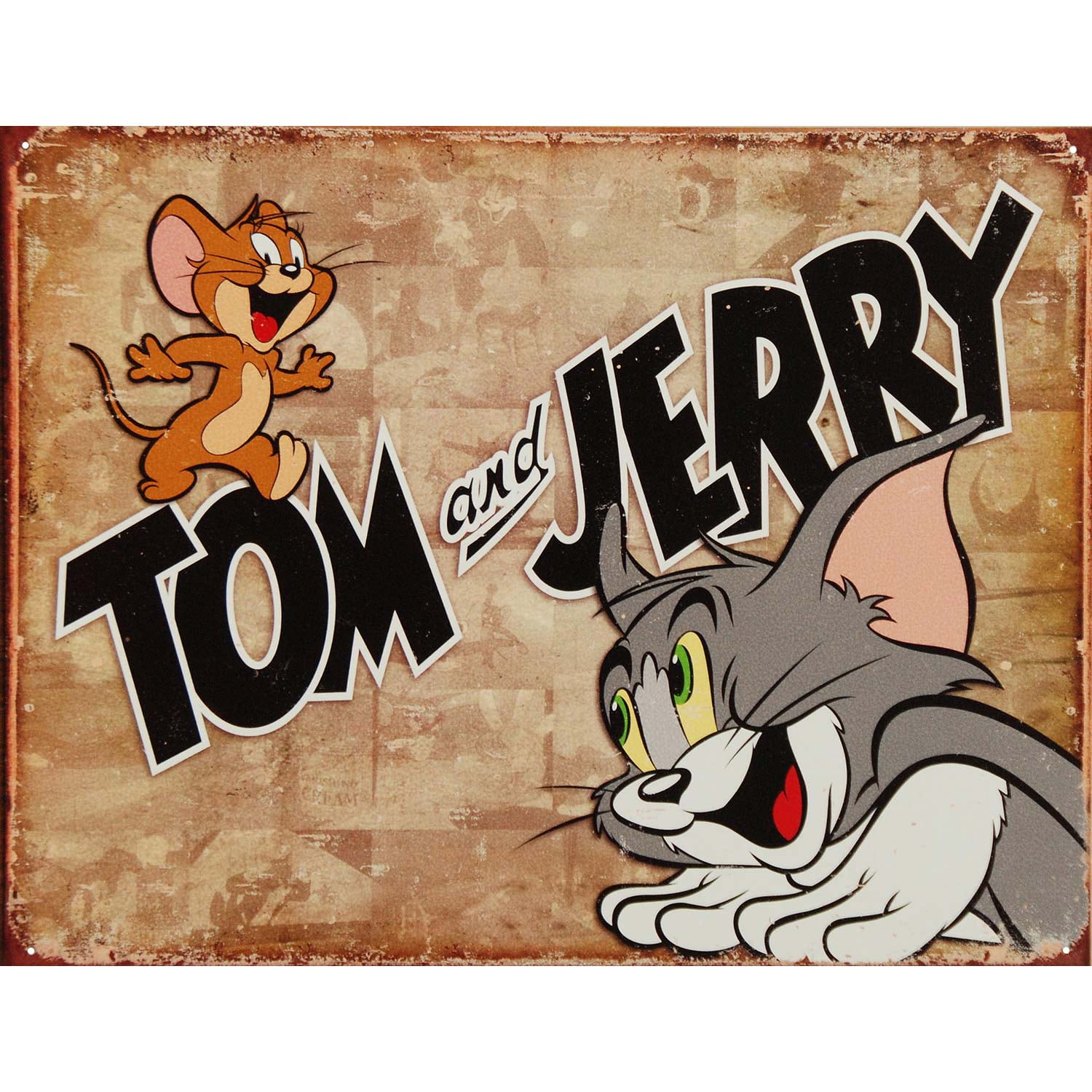 Tom & Jerry Retro Panels Tin Sign - 16x12.5