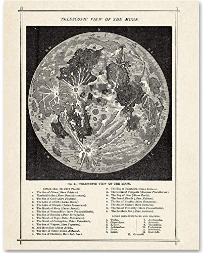 Vintage Moon Map Astronomy Poster Decor Gift