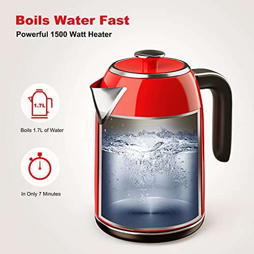 Retro Red Electric Kettle – 1.7L