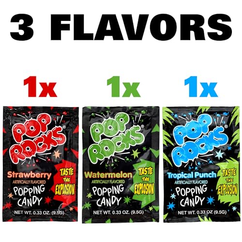 Hampton Candy Company Pop Rocks 3-Pack: Watermelon, Strawberry, Punch