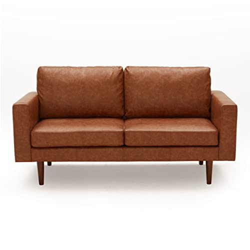 Retro Brown Mid Century Love Seat Sofa