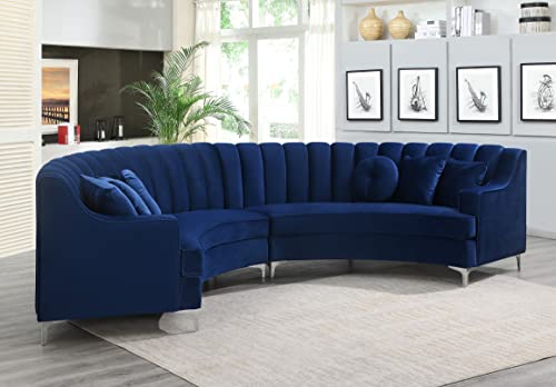 Blue Velvet Curved Modular Sectional for Living Room
