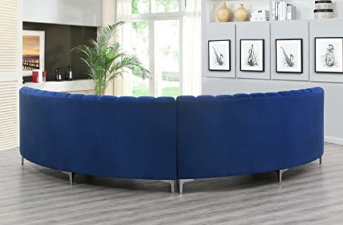 Blue Velvet Curved Modular Sectional for Living Room