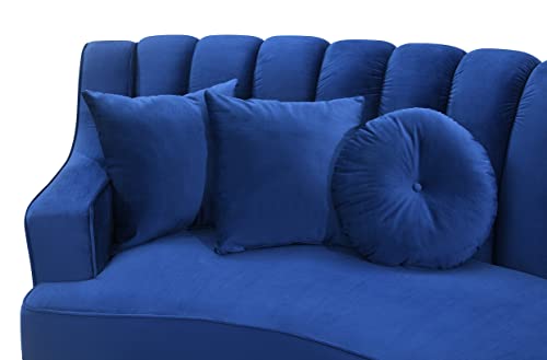 Blue Velvet Curved Modular Sectional for Living Room
