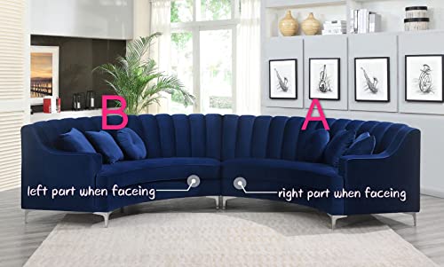 Blue Velvet Curved Modular Sectional for Living Room