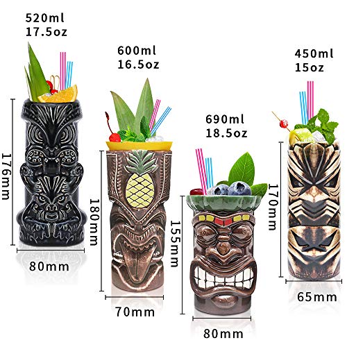Hawaiian Tiki Mug Cocktail Set