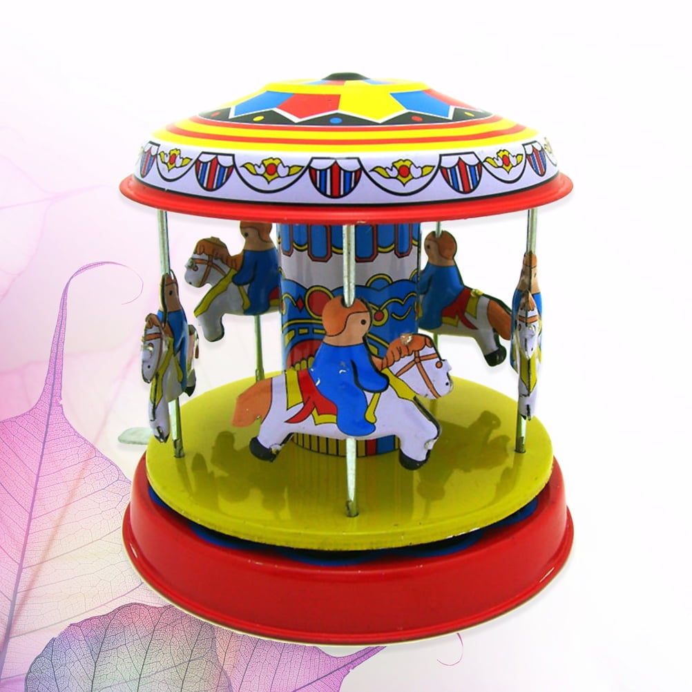 Retro Tin Clockwork Merry-Go-Round Toy Decoration